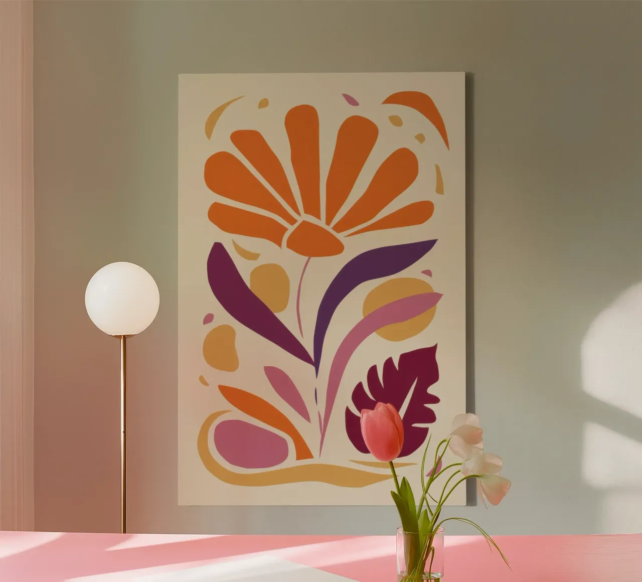 Semplice fiore di papavero tela con Cornice a cassetta da Irish Strokes