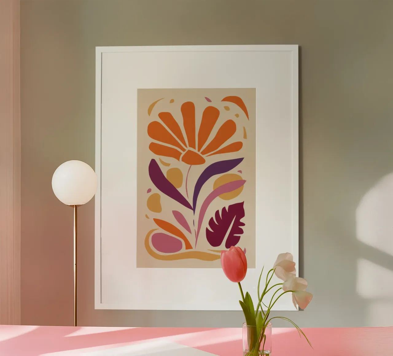 Semplice fiore di papavero poster con telaio in alluminio da Irish Strokes