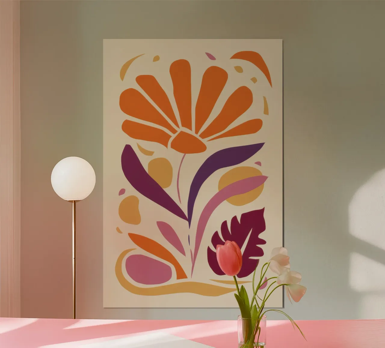 Semplice fiore di papavero poster con telaio in alluminio da Irish Strokes