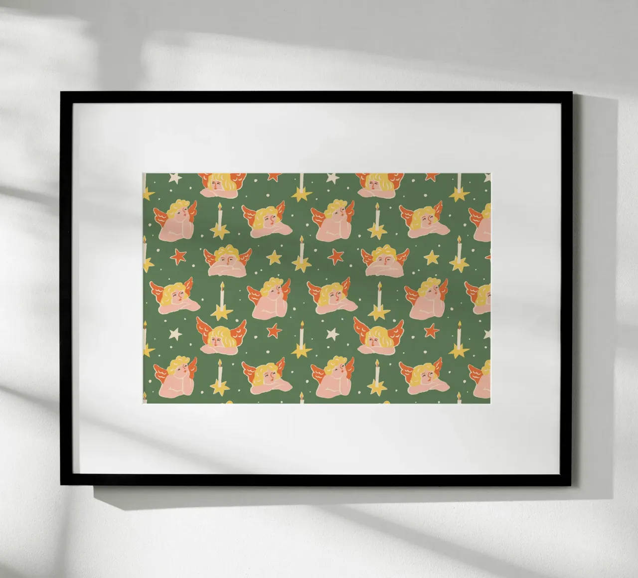 Christmas Pattern No 51 poster con telaio in legno da treechild