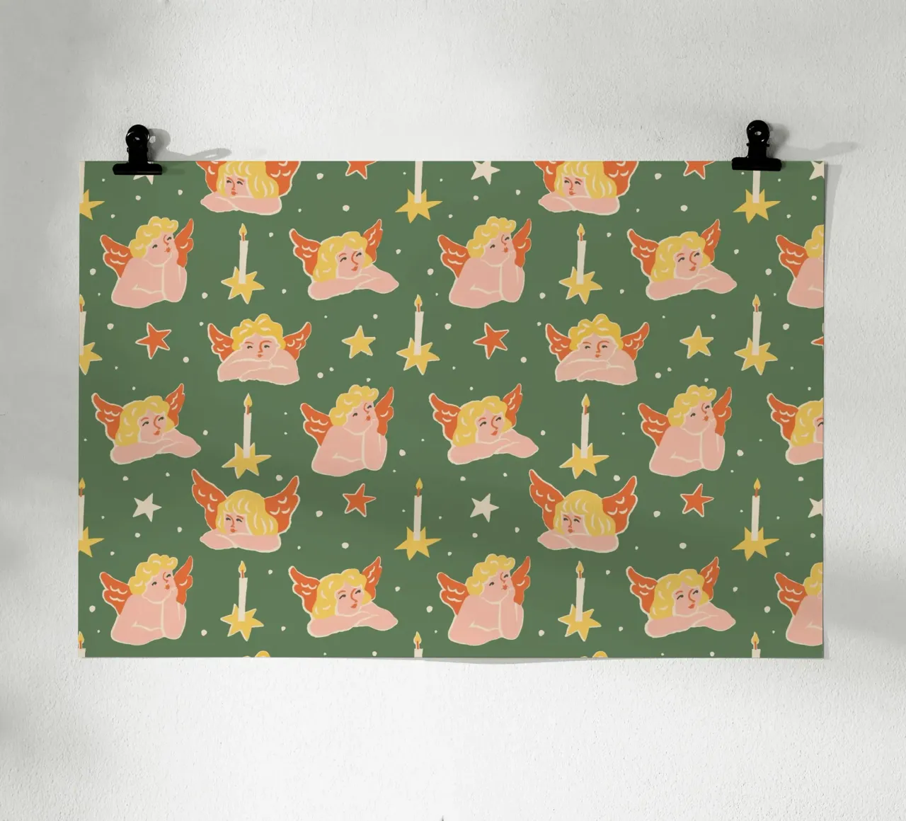 Christmas Pattern No 51 poster con telaio in legno da treechild