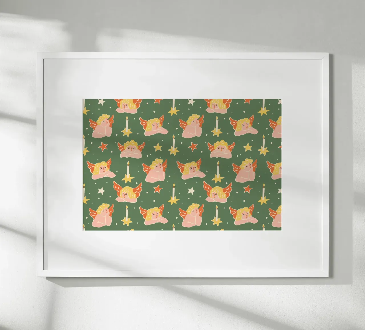 Christmas Pattern No 51 poster con telaio in legno da treechild