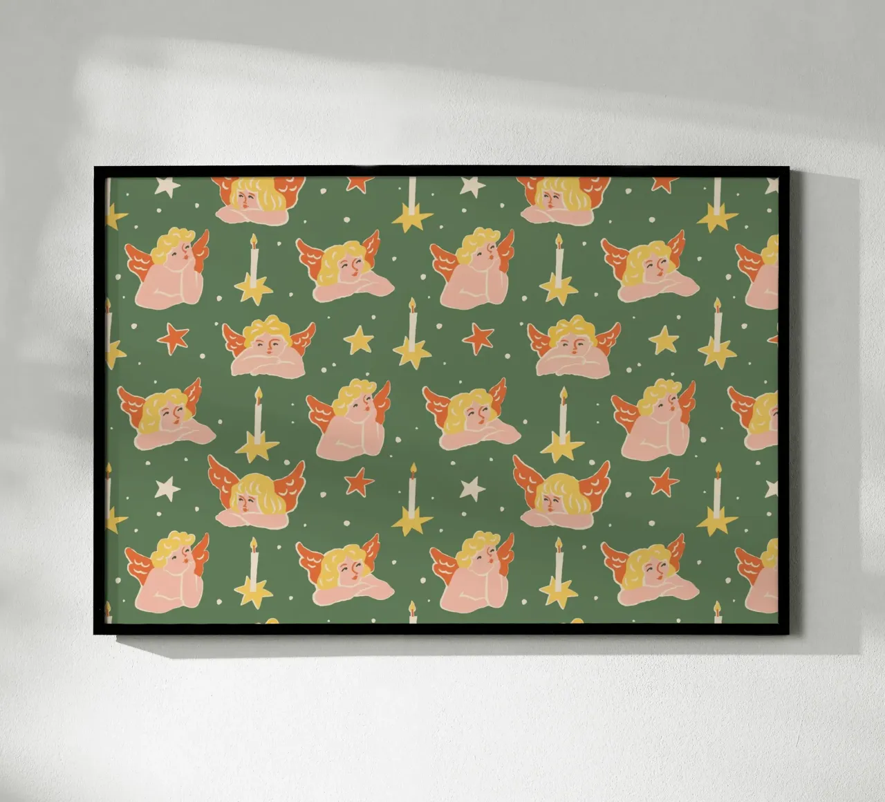 Christmas Pattern No 51 poster con telaio in legno da treechild