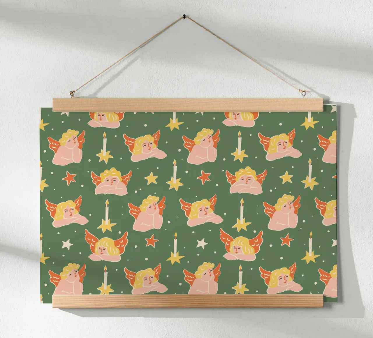 Christmas Pattern No 51 poster con telaio in legno da treechild