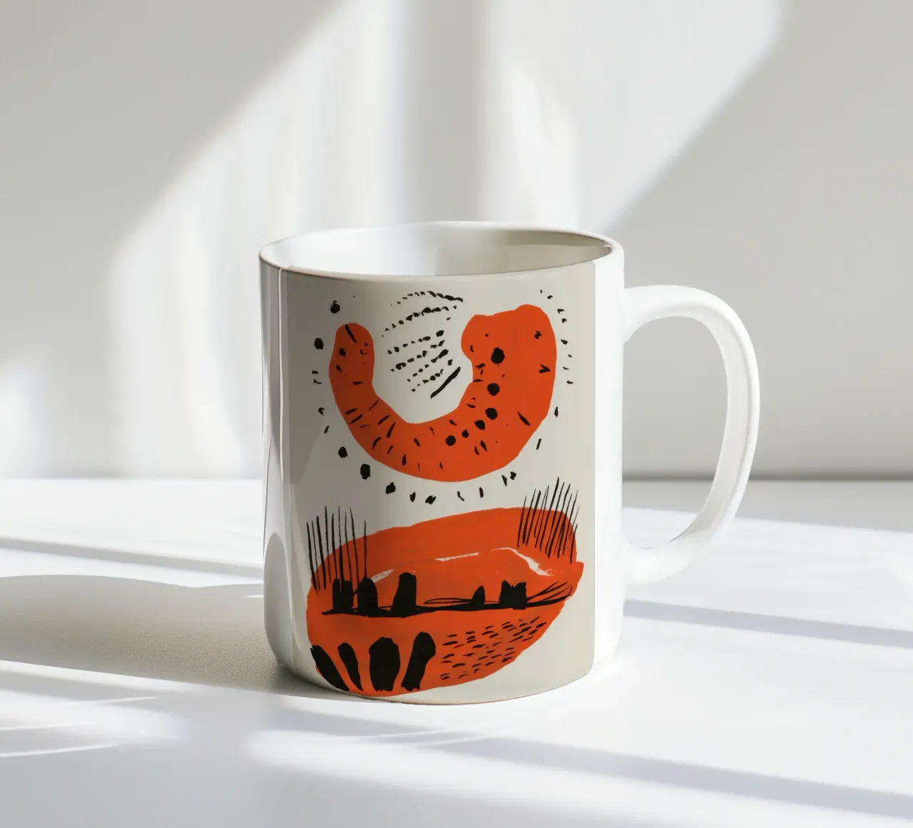 Scarabocchi astratti primordiali tazza in ceramica da Irish Strokes
