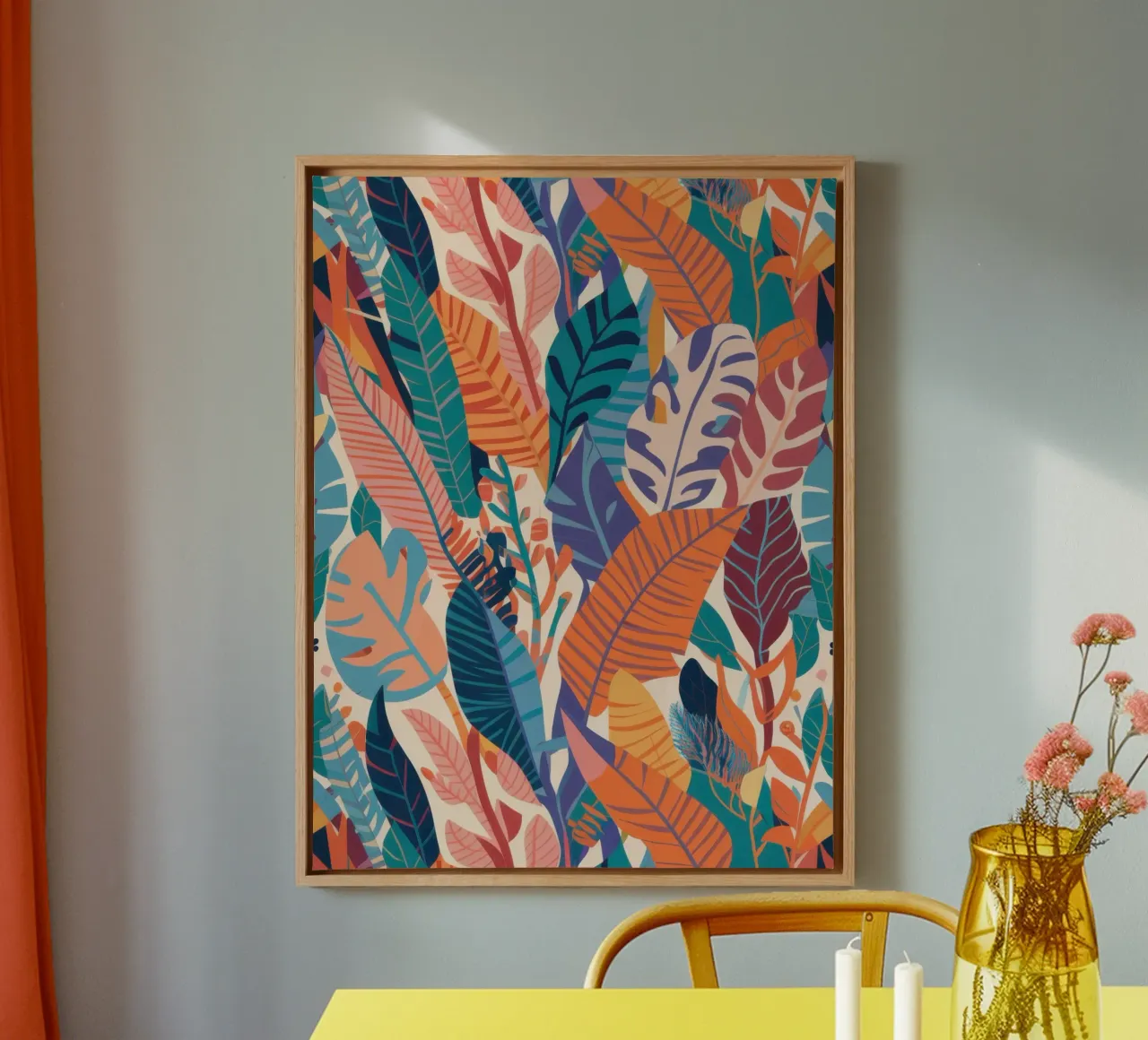 Herfstbladeren Cascade canvas met Baklijst van Irish Strokes