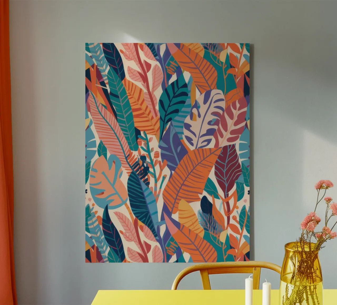 Herfstbladeren Cascade canvas met Baklijst van Irish Strokes