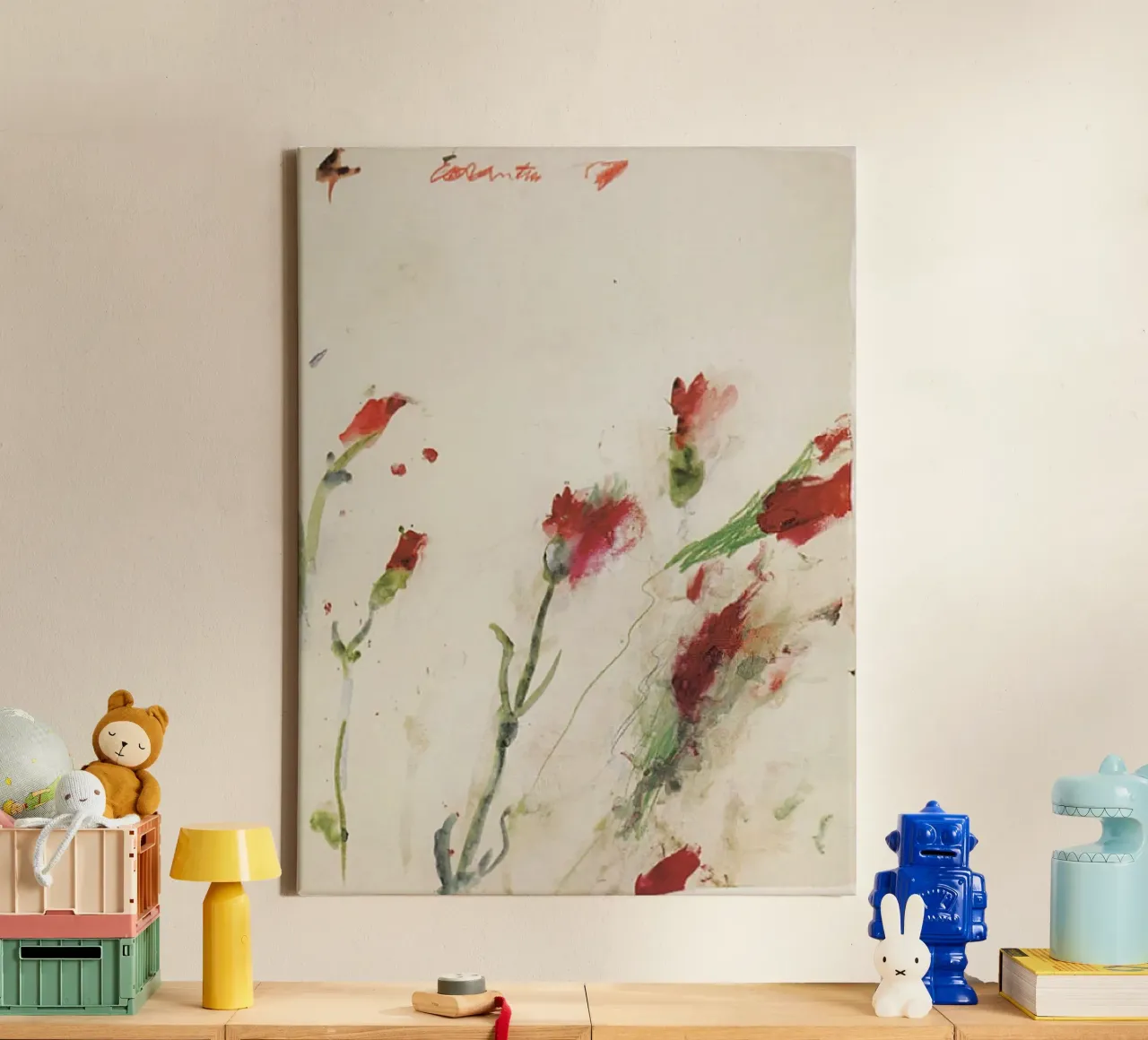 Cy Twombly una rosa tela con Cornice a cassetta da coley
