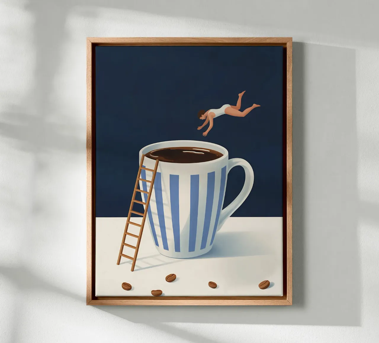 Immersione mattutina nel caffè tela con Cornice a cassetta da Plain Thoughts