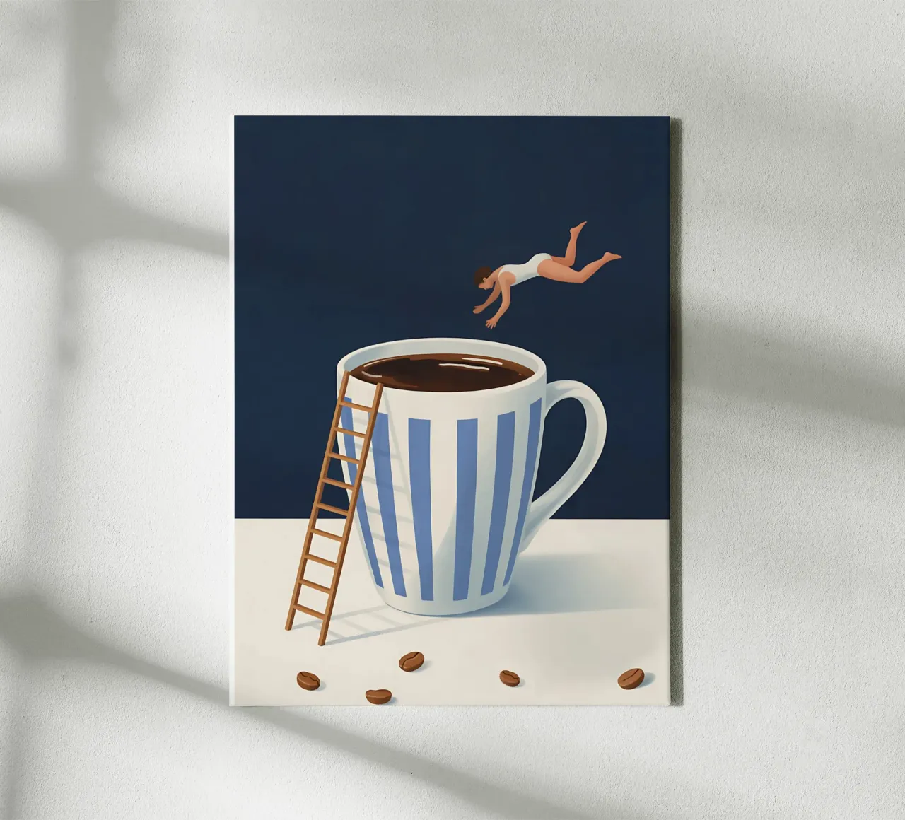 Immersione mattutina nel caffè tela con Cornice a cassetta da Plain Thoughts