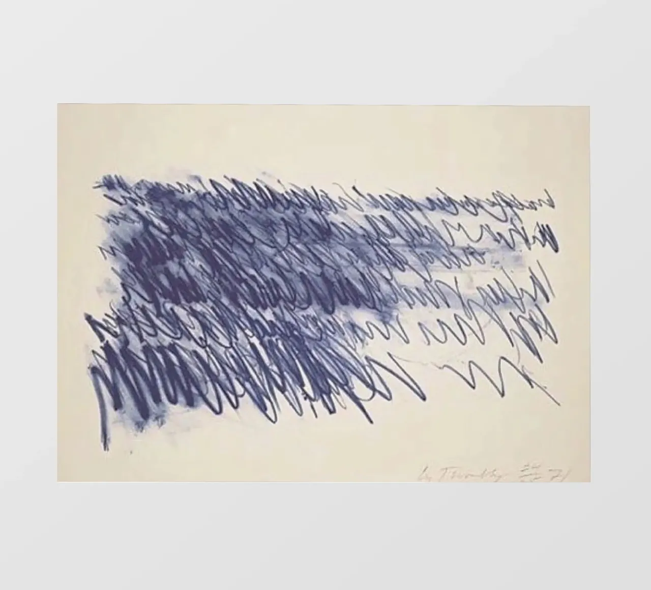 Cy Twombly Linea blu astratta pellicola backlit da coley
