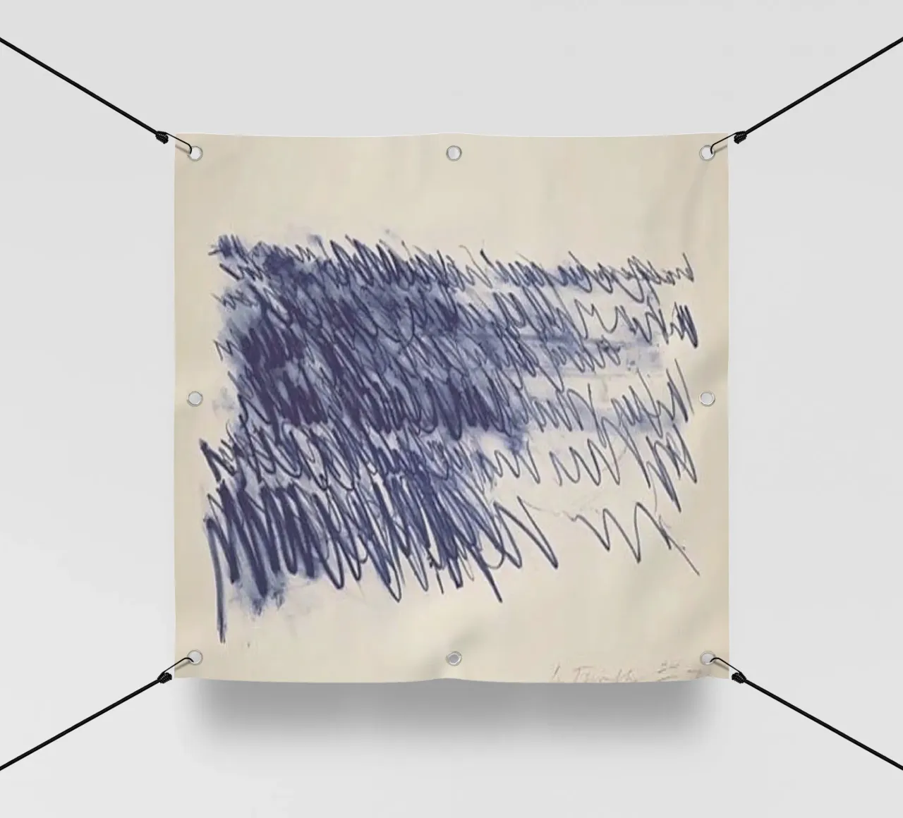 Cy Twombly Linea blu astratta telo in pvc da coley