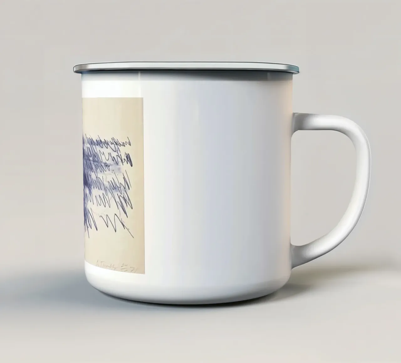 Cy Twombly Linea blu astratta tazza in smalto da coley