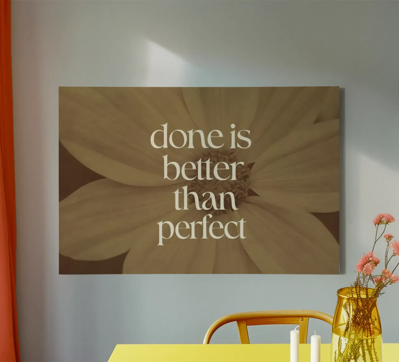 Done Is Better Than Perfect tela con Cornice a cassetta da treechild