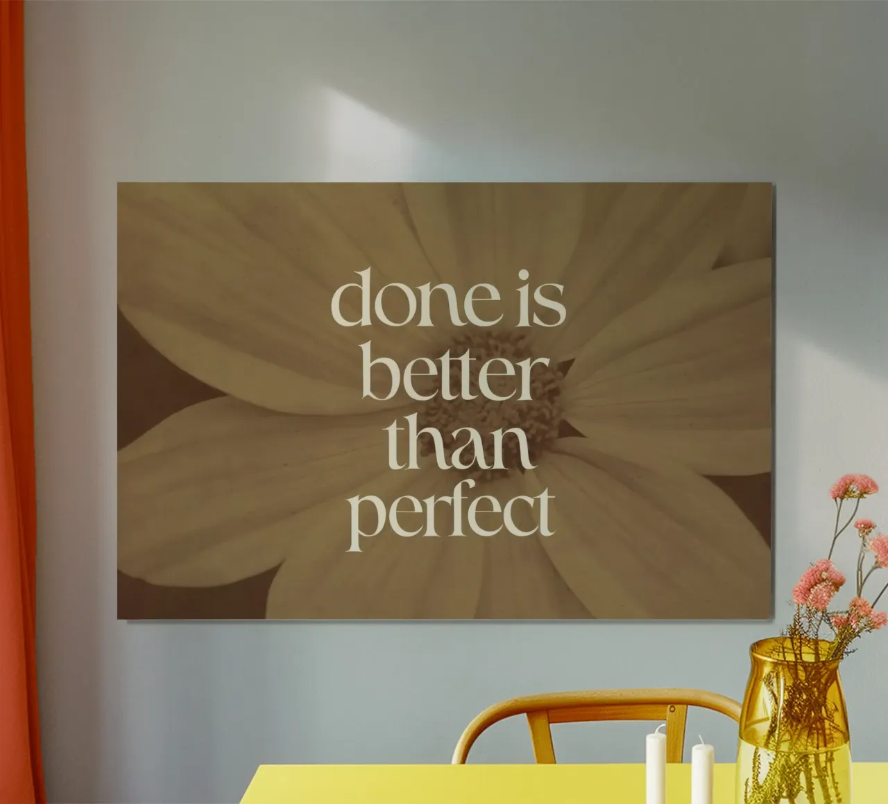 Done Is Better Than Perfect poster con telaio in plastica da treechild