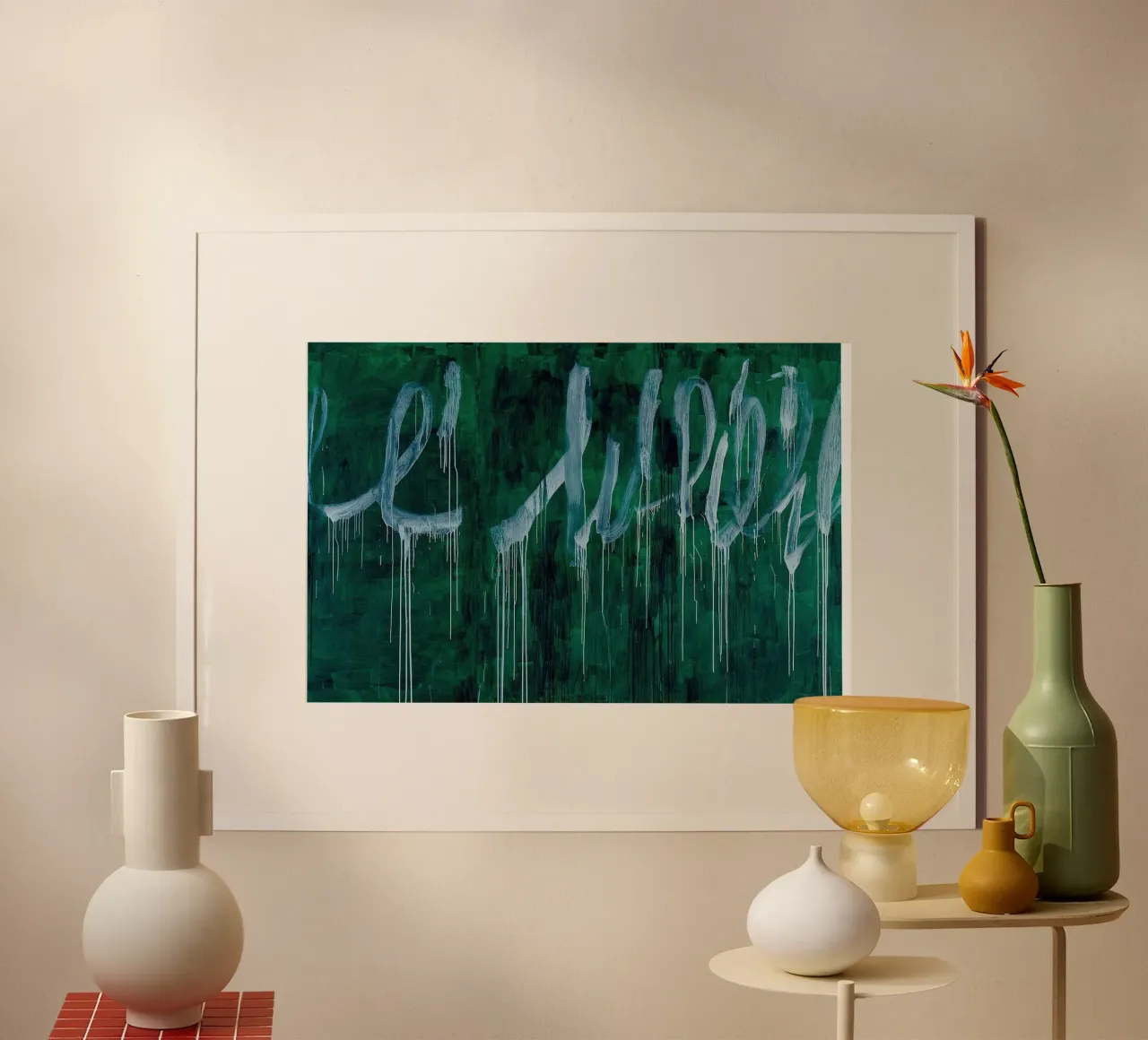 Cy Twombly Verde poster con telaio in legno da coley