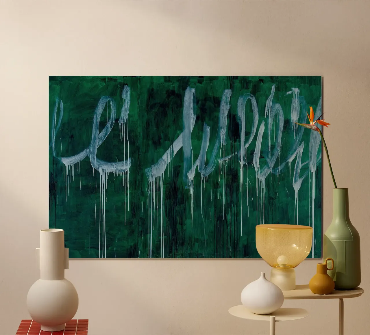 Cy Twombly Verde poster con telaio in legno da coley