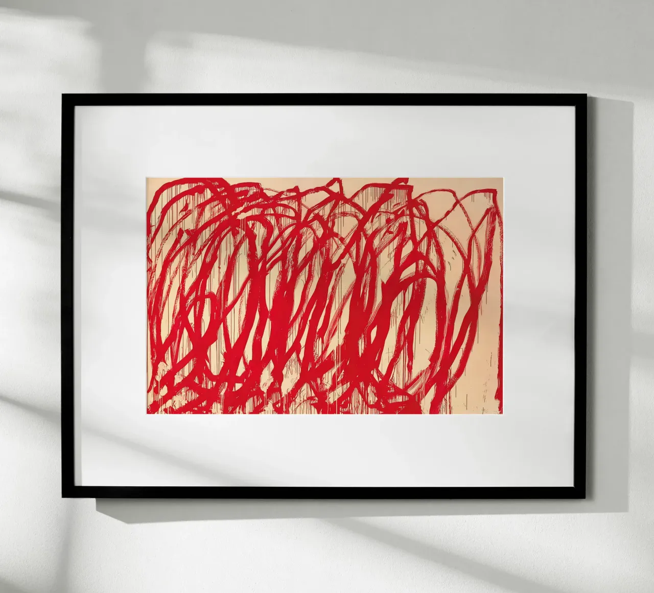 Cy Twombly Linea rossa poster con telaio in alluminio da coley
