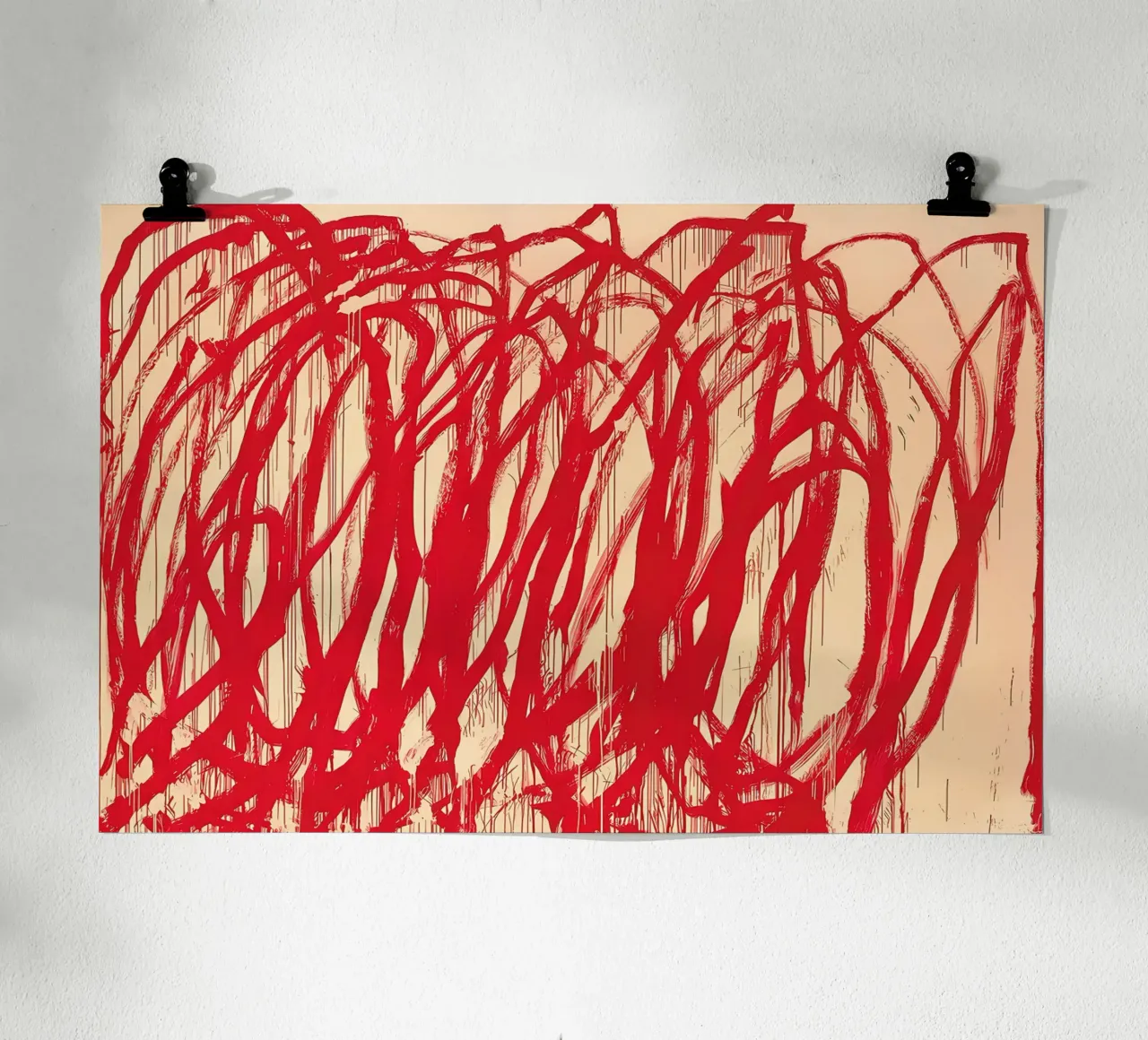 Cy Twombly Linea rossa poster con telaio in alluminio da coley