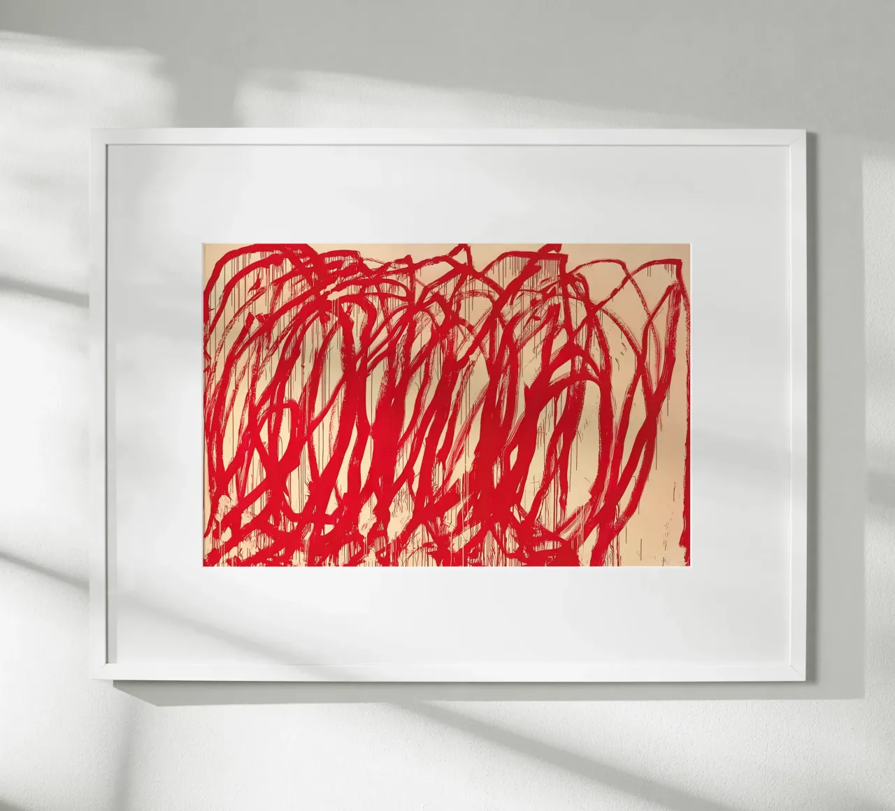 Cy Twombly Linea rossa poster con telaio in alluminio da coley