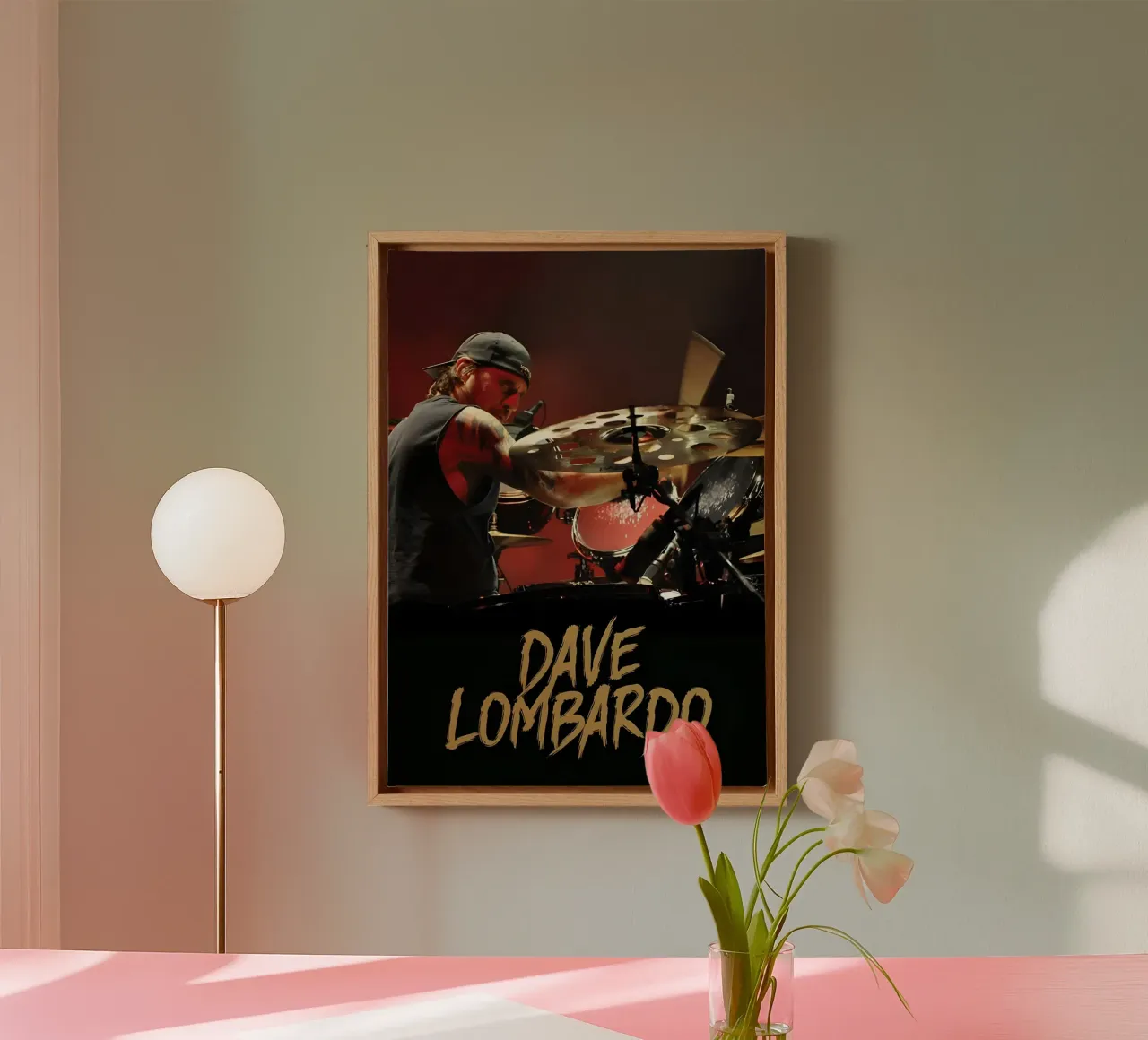 Dave Lombardo tela con Cornice a cassetta da Low poly art