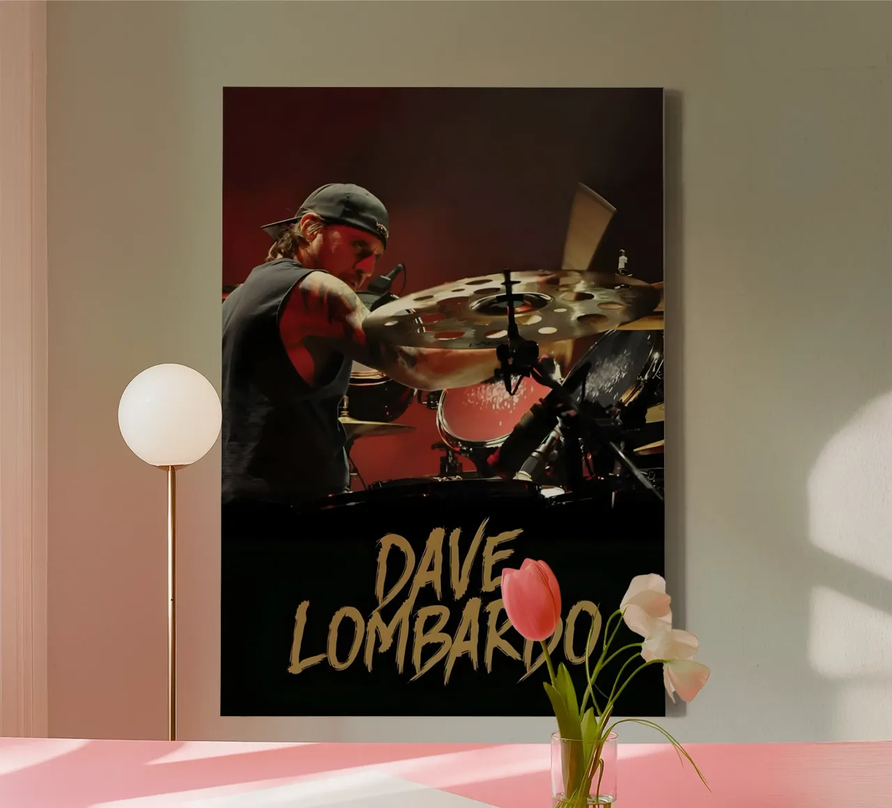 Dave Lombardo tela con Cornice a cassetta da Low poly art