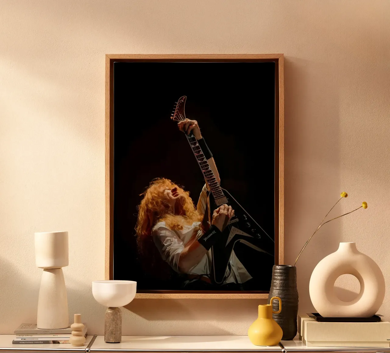 Dave Mustaine tela con Cornice a cassetta da Low poly art