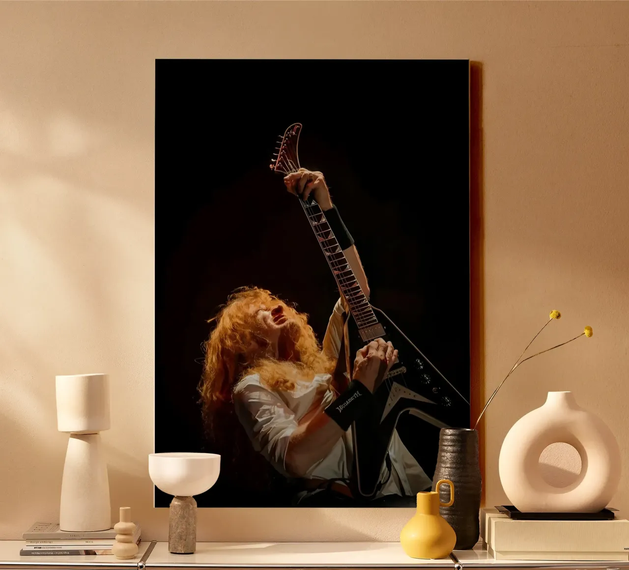 Dave Mustaine tela con Cornice a cassetta da Low poly art