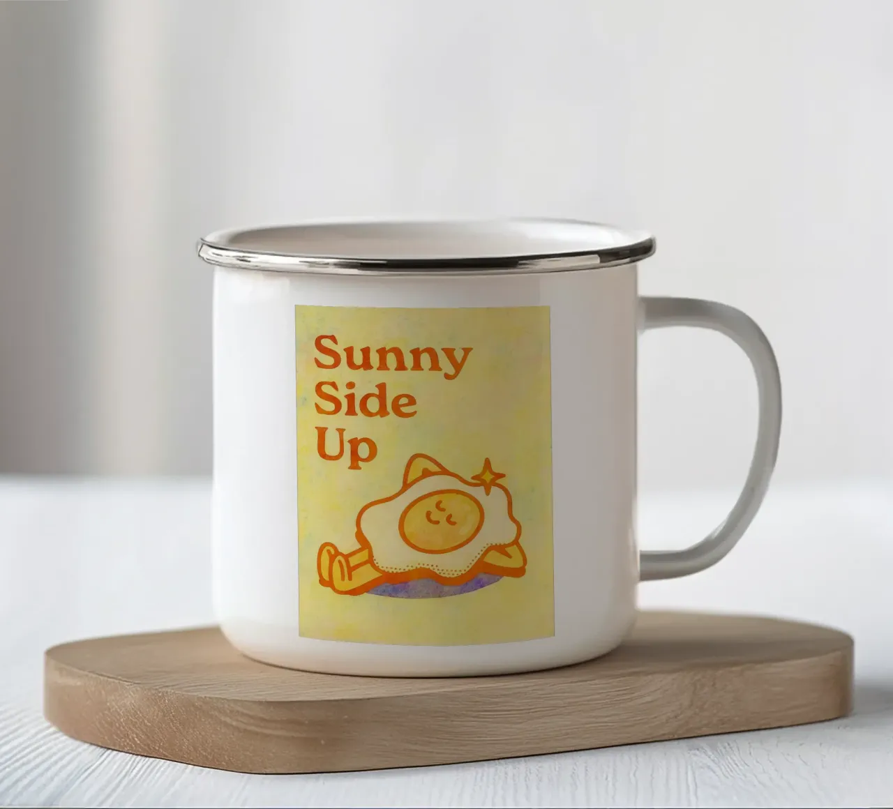 pittura sunny side up tazza in smalto da bonangroads