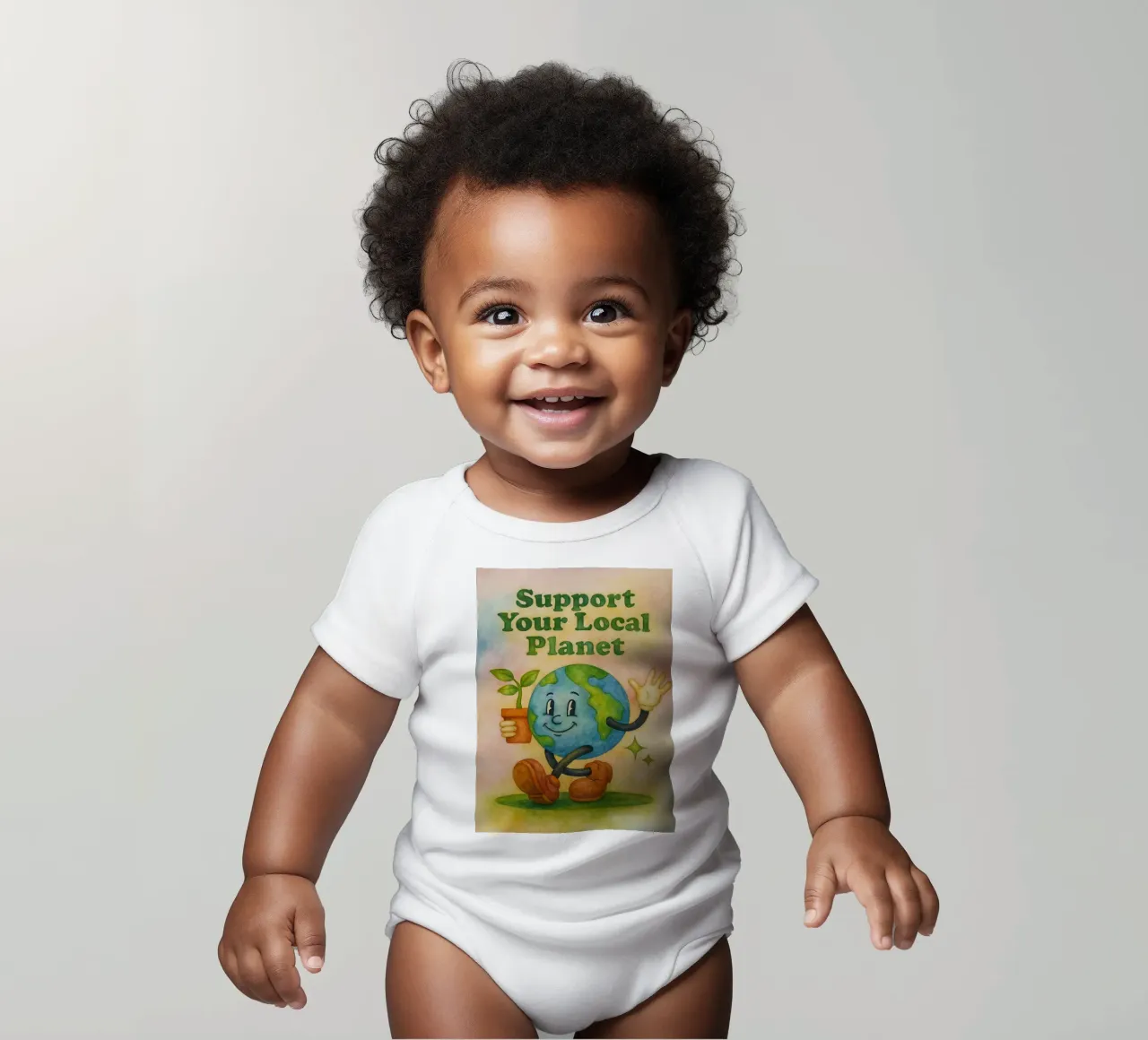 support your local planet painting short-sleeve baby romper by bonangroads
