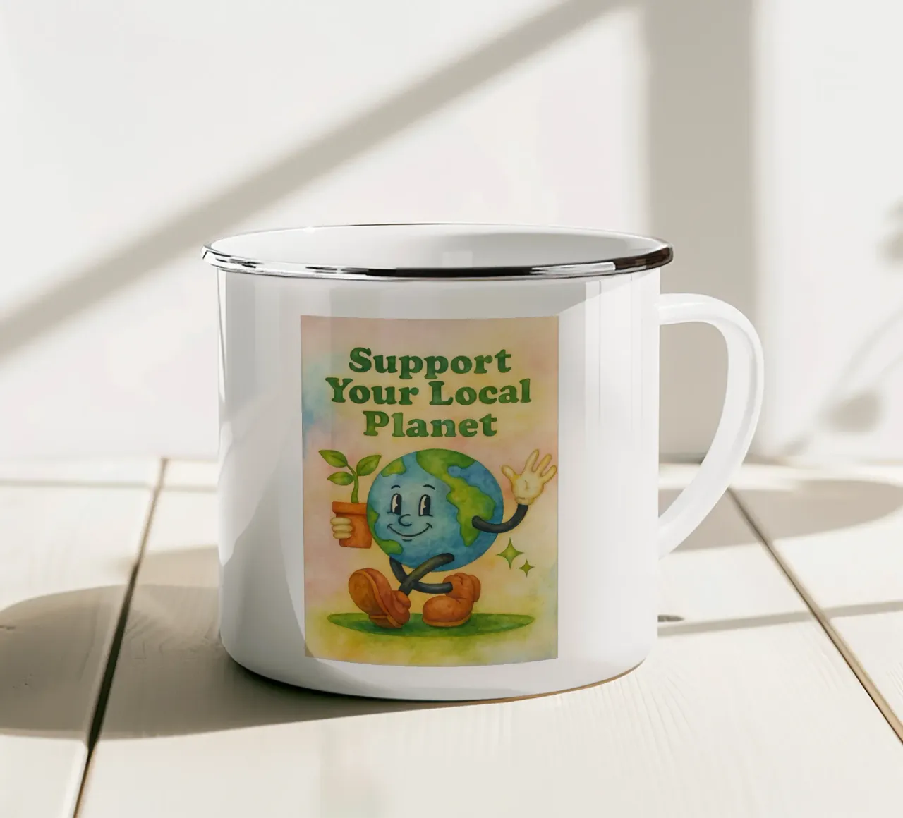 support your local planet painting enamel mug by bonangroads