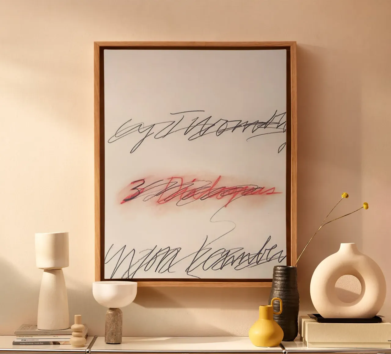 Cy Twombly Three Dialogues, 1977 canvas with Floater frame by coley