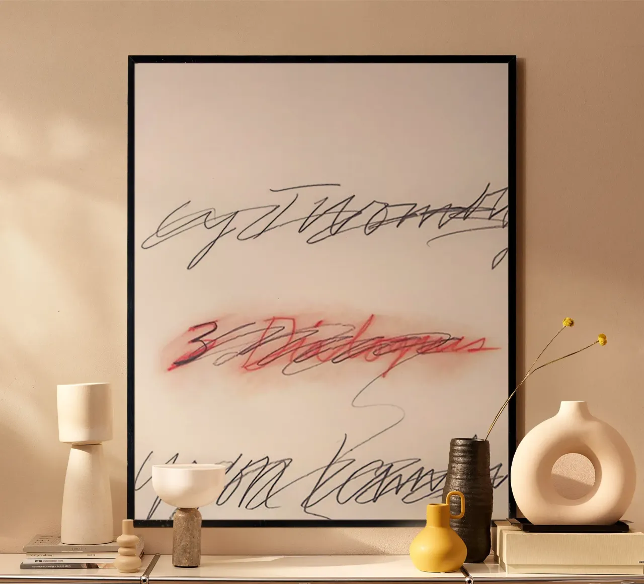Cy Twombly Tre dialoghi, 1977 poster con telaio in plastica da coley