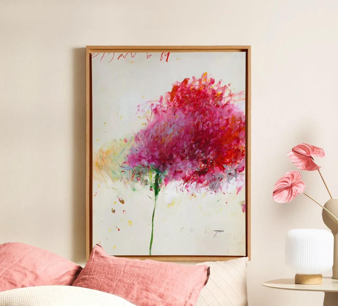 Bloem Cy Twombly canvas met Baklijst van coley