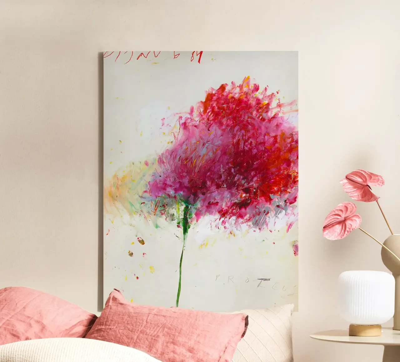 Bloem Cy Twombly canvas met Baklijst van coley