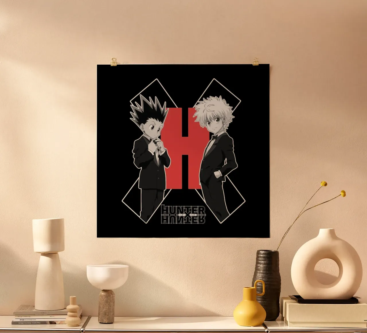 Duo di migliori amici - Hunter X Hunter poster con telaio in legno da https://www.juniqe.com/uk/shop/Henndraws