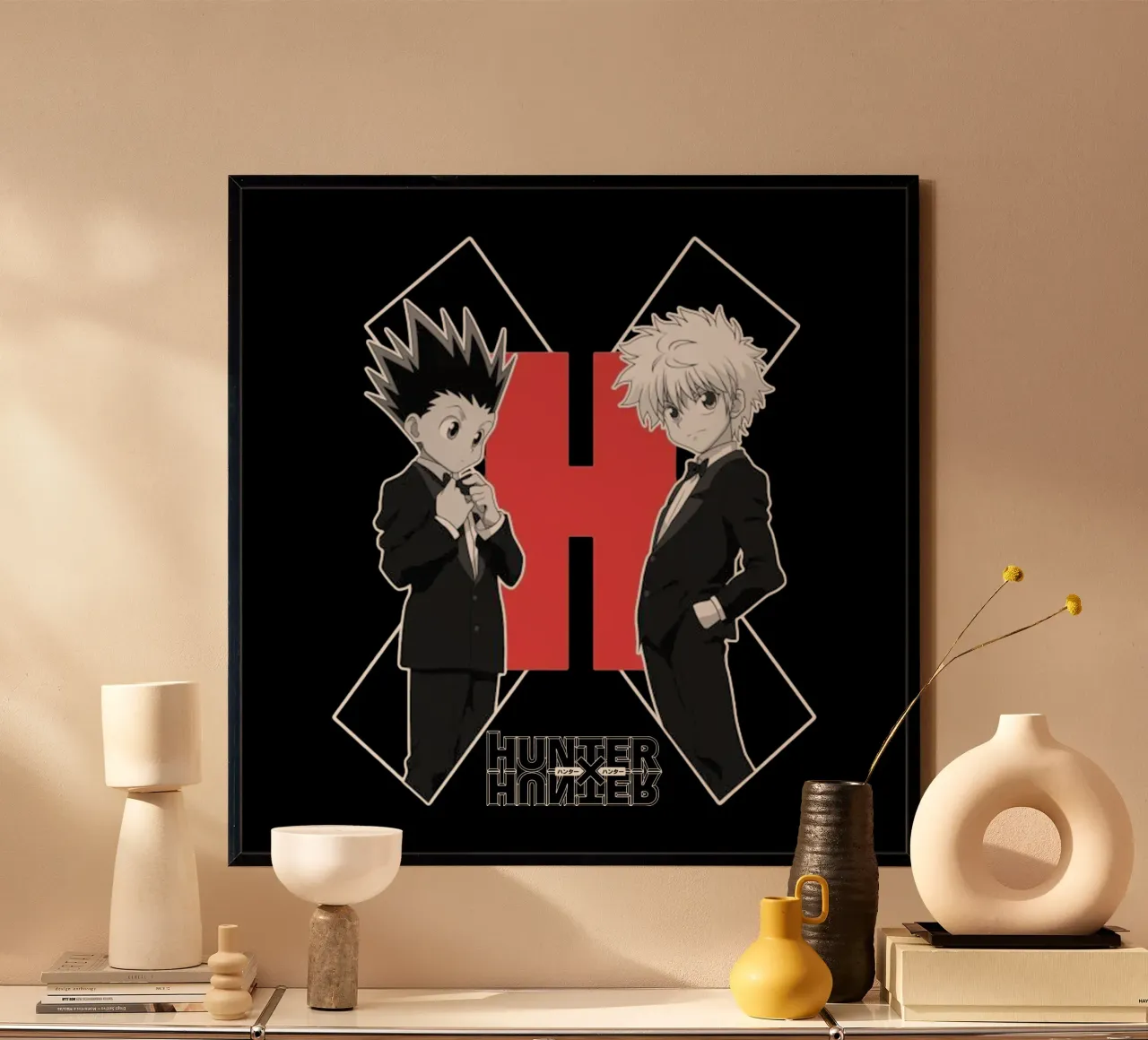 Duo di migliori amici - Hunter X Hunter poster con telaio in legno da https://www.juniqe.com/uk/shop/Henndraws