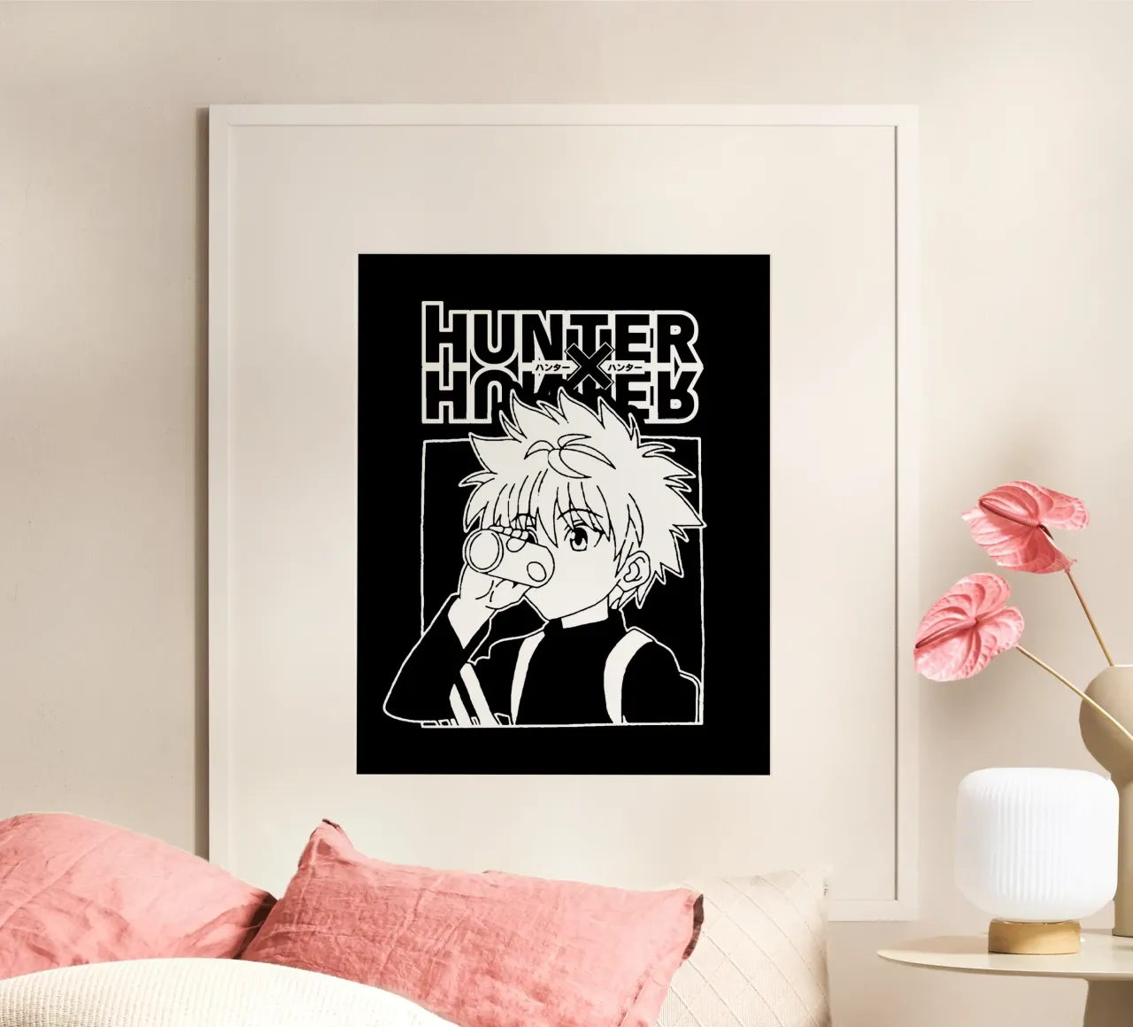 Modello vintage Hunter X Hunter poster con telaio in legno da https://www.juniqe.com/uk/shop/Henndraws