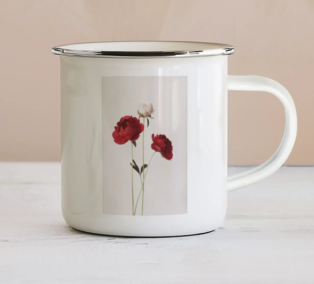 Studio della peonia II tazza in smalto da A.Lens