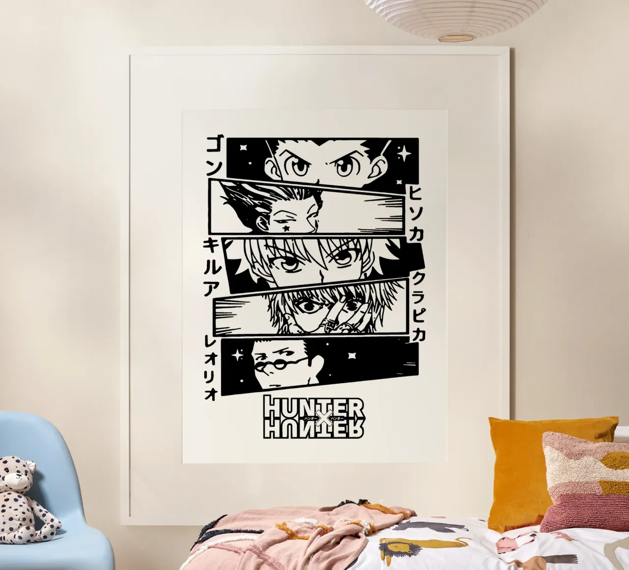 Tutti gli occhi del personaggio Anime Hunter X Hunter poster da https://www.juniqe.com/uk/shop/Henndraws
