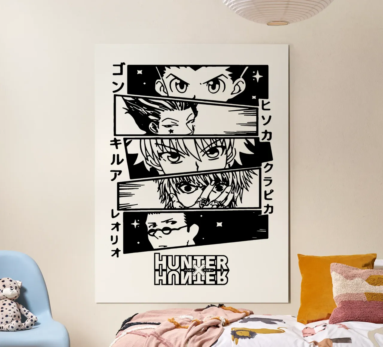 Tutti gli occhi del personaggio Anime Hunter X Hunter poster da https://www.juniqe.com/uk/shop/Henndraws