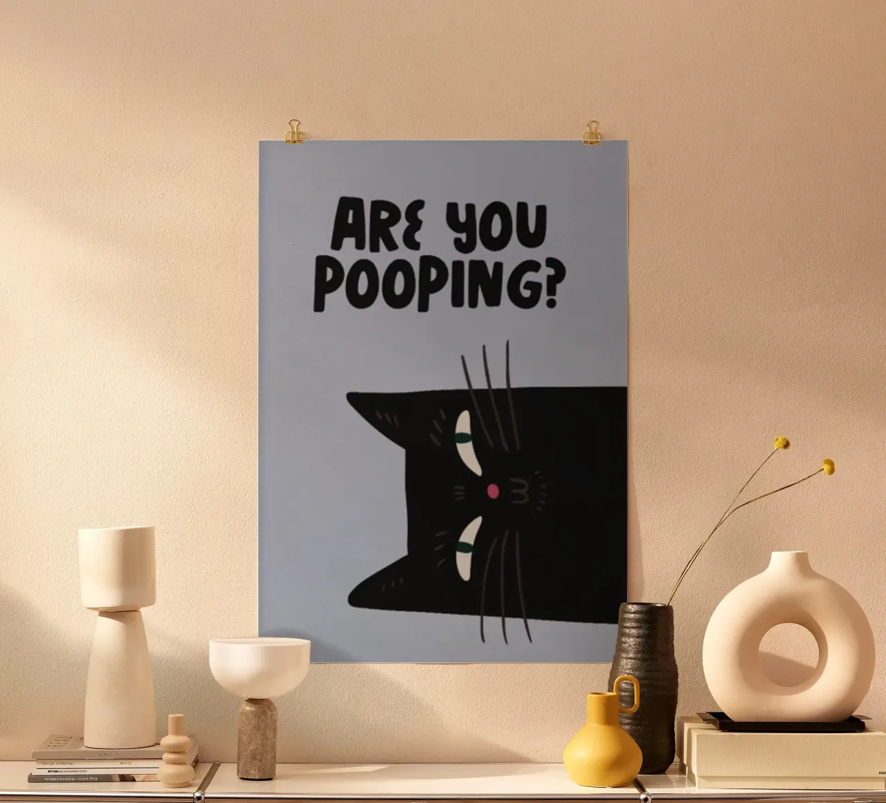 stai facendo la cacca di gatto bagno divertente poster con telaio in alluminio da muhidines