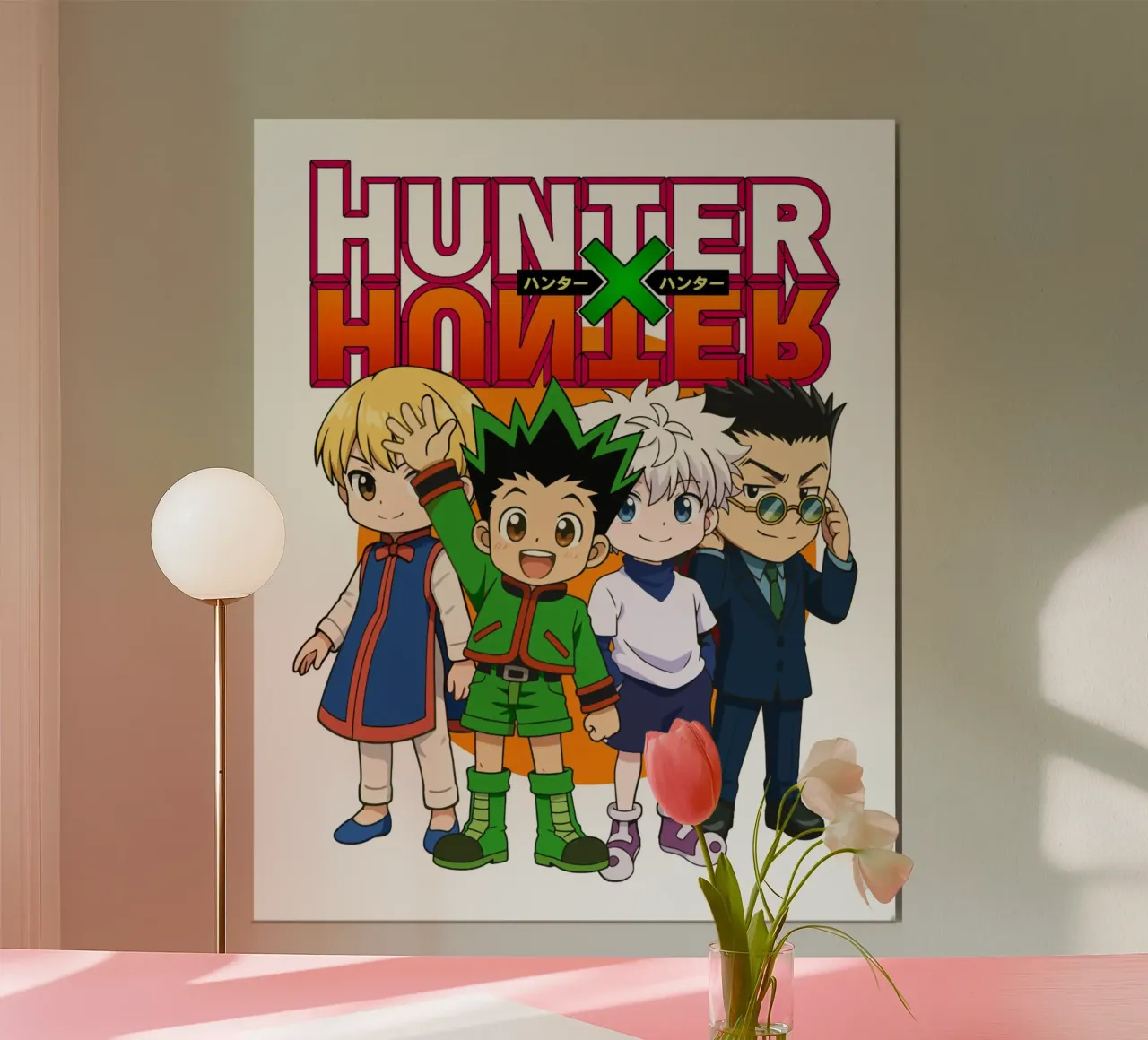 Stile Chibi Hunter X Hunter poster con telaio in alluminio da https://www.juniqe.com/uk/shop/Henndraws