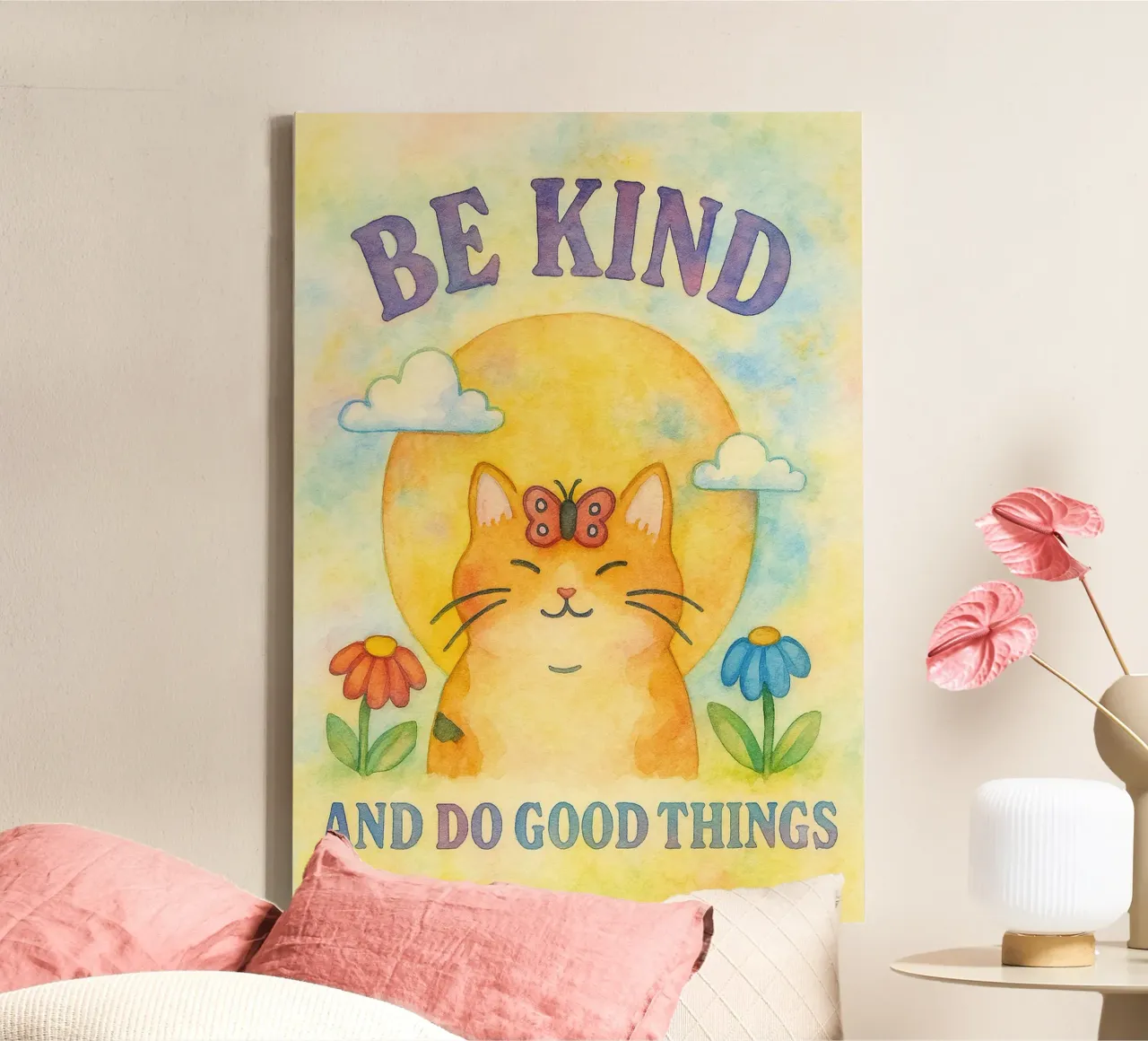 be kind and do good things canvas with Floater frame by muhidines