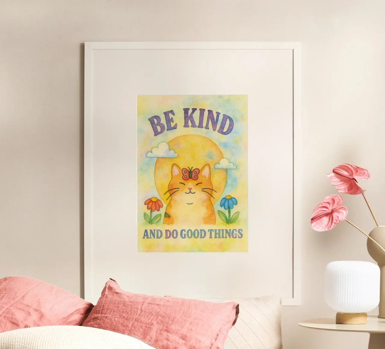 siate gentili e fate del bene poster con telaio in legno da muhidines