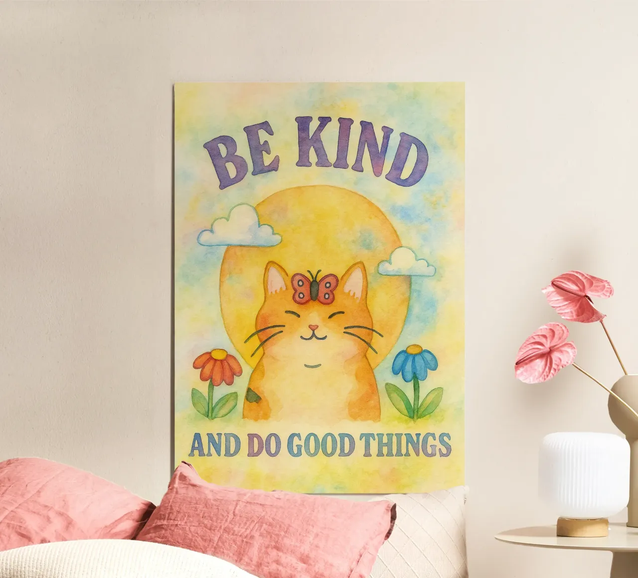 siate gentili e fate del bene poster con telaio in legno da muhidines