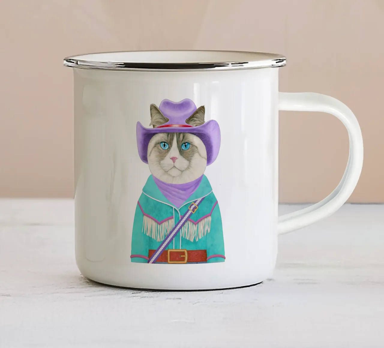 Gatto Rodeo - Gatto Ragdoll tazza in smalto da Animal Crew
