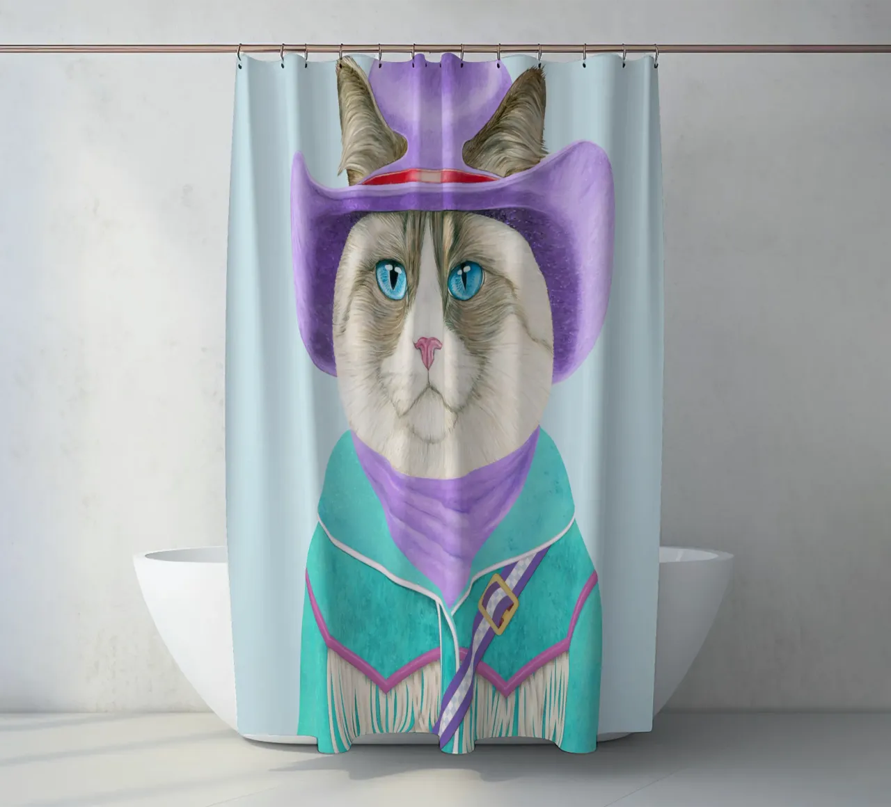 Rodeo Cat - Ragdoll Cat shower curtain by Animal Crew