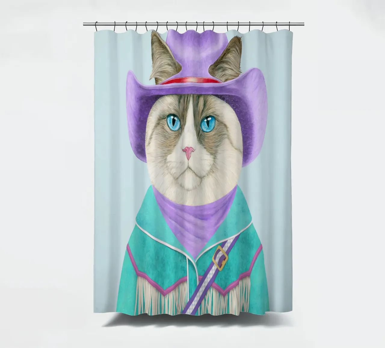 Rodeo Cat - Ragdoll Cat shower curtain by Animal Crew