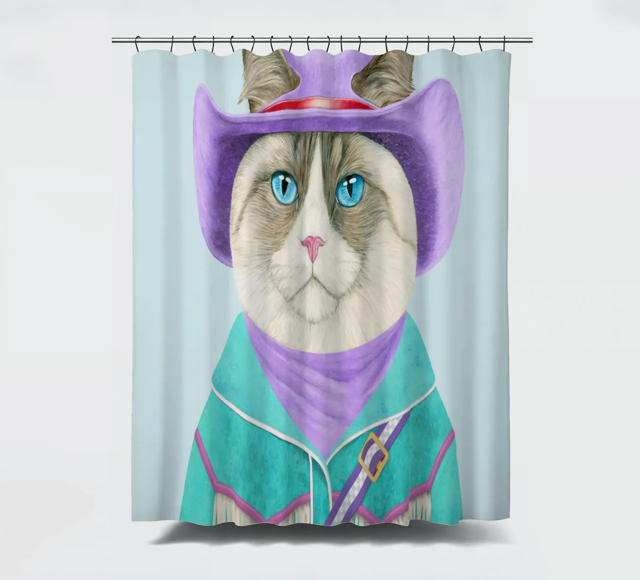 Rodeo Cat - Ragdoll Cat shower curtain by Animal Crew